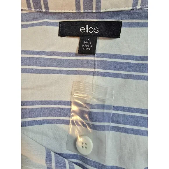 Ellos Womens Striped Button-Front Belted  Short-Sleeve Dress pockets Size‎ 4X - Picture 5 of 11